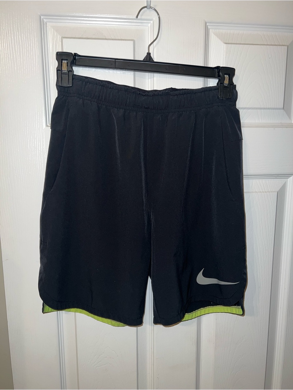 Nike Men’s Black Athletic Shorts with Lime Accent